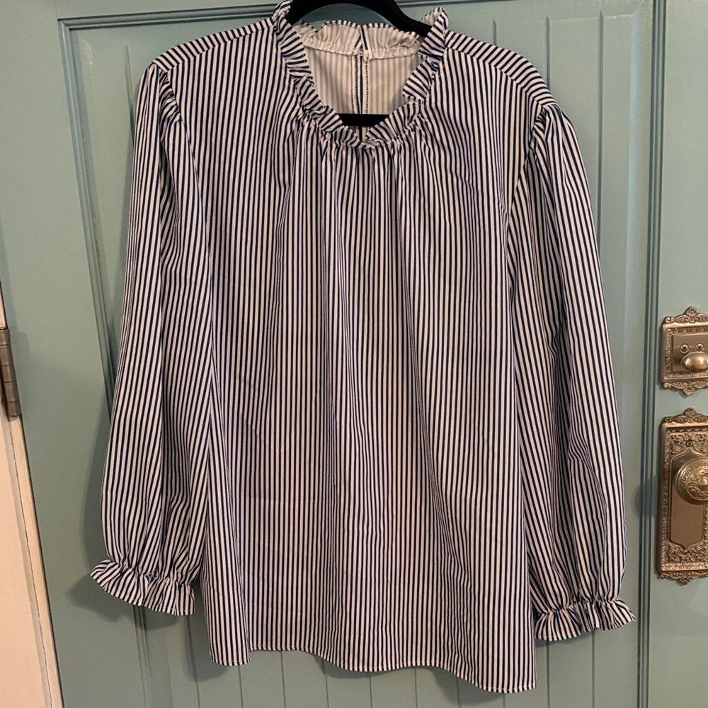 Striped Top with Blue and White Stripes